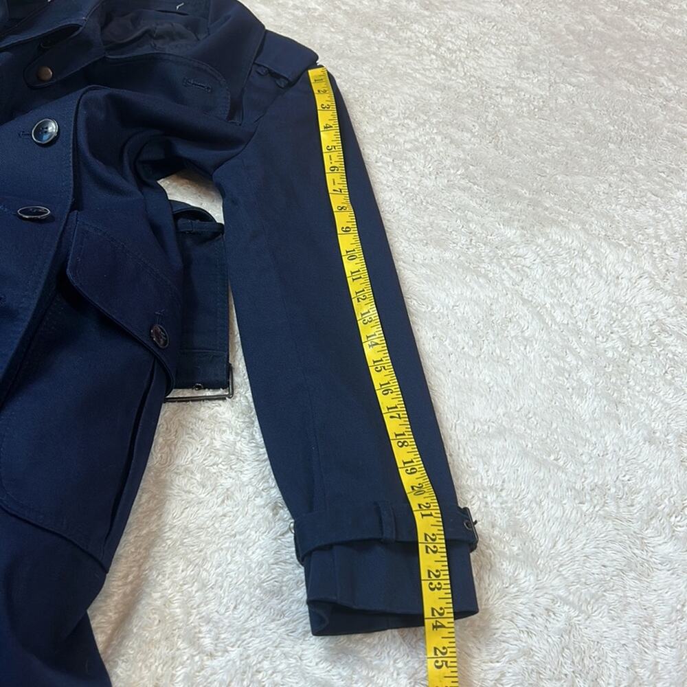 Vintage 70s 80s Fox Run Little Foxes Int'l long navy blue maxi trench coat, m - Picture 8 of 12